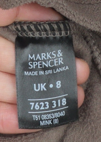 Marks and Spencer Women Brown Fleece Full Zip Jacket UK 8