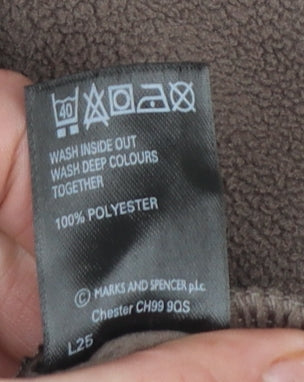 Marks and Spencer Women Brown Fleece Full Zip Jacket UK 8