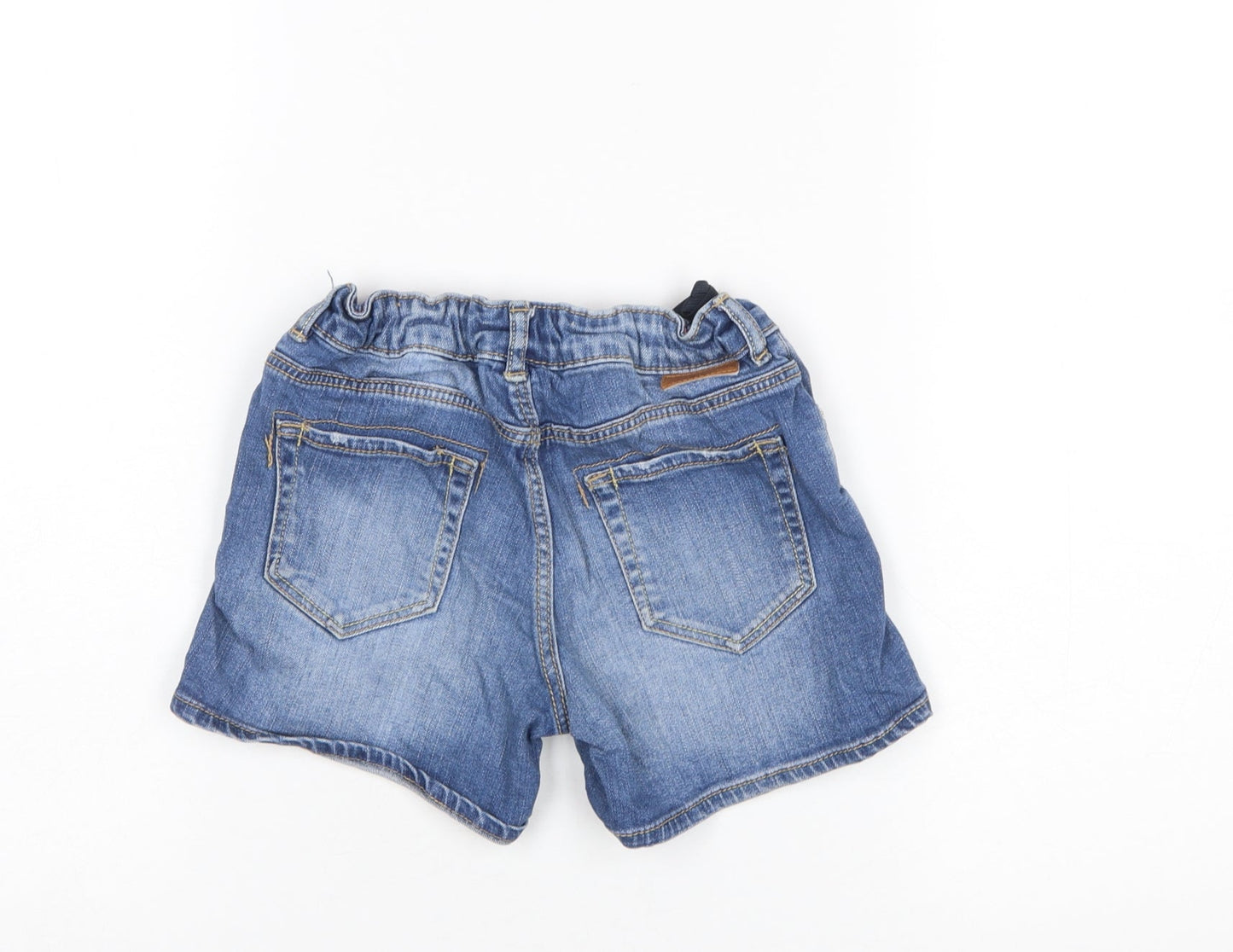 Zara Girls Blue Denim Distressed Shorts 7-8 Years Cotton Blend Casual