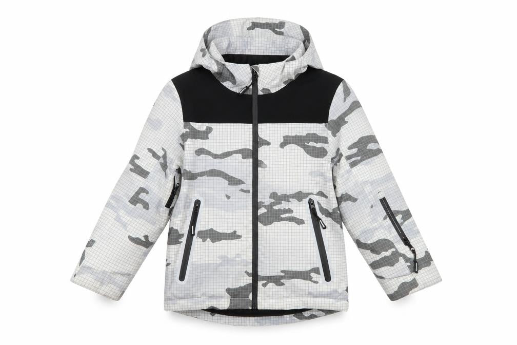 Marks & Spencer Boys Grey Camouflage Hooded Puffer Jacket 7-8 Years
