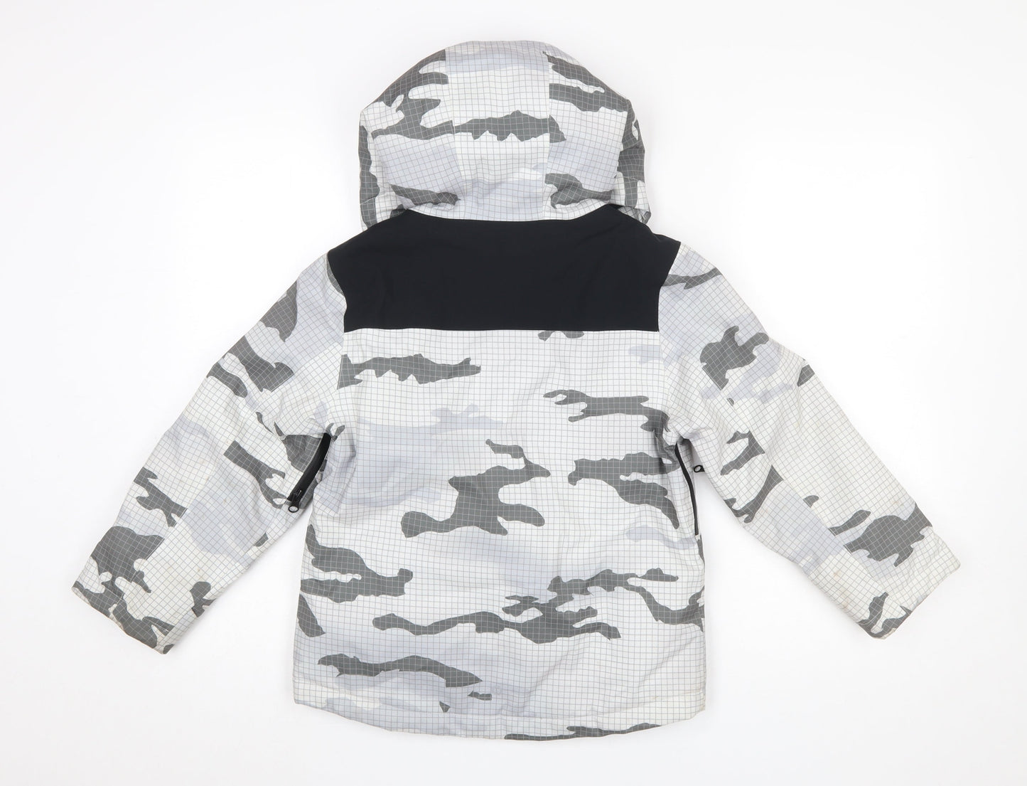 Marks and Spencer Boys Grey Camouflage Hooded Puffer Jacket 7-8 Years