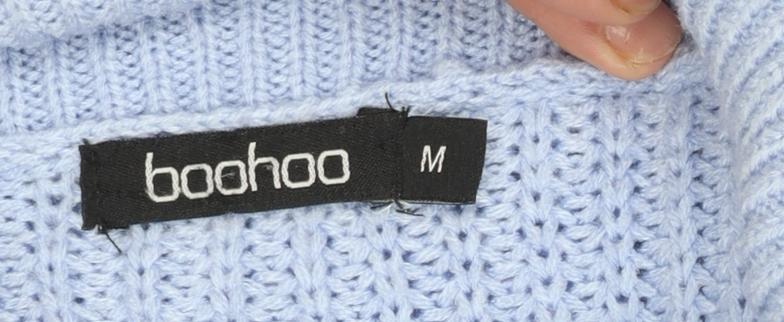 Boohoo Women Blue Roll Neck Chunky Knit Jumper Size M