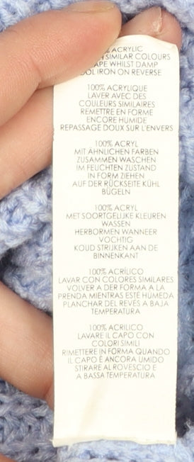 Boohoo Women Blue Roll Neck Chunky Knit Jumper Size M