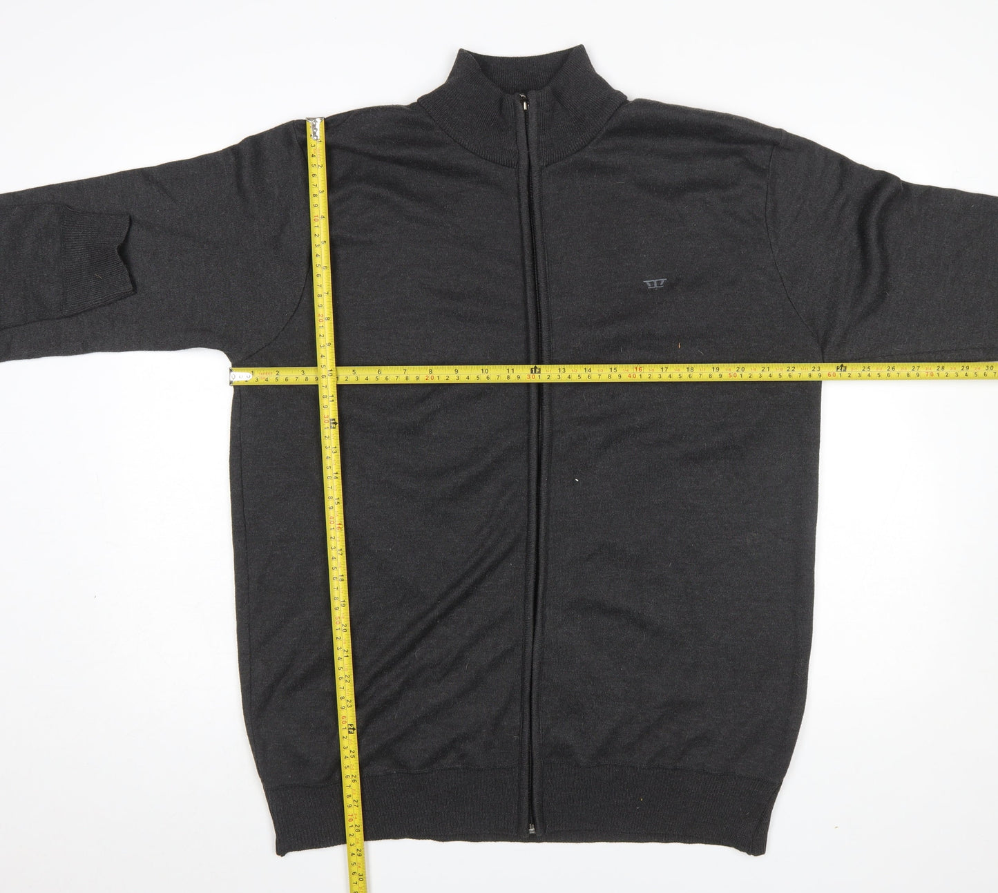 D555 Men's Black Full Zip High Neck Cotton Knit Jumper 2XL