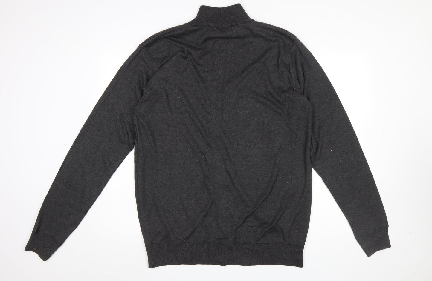 D555 Men's Black Full Zip High Neck Cotton Knit Jumper 2XL