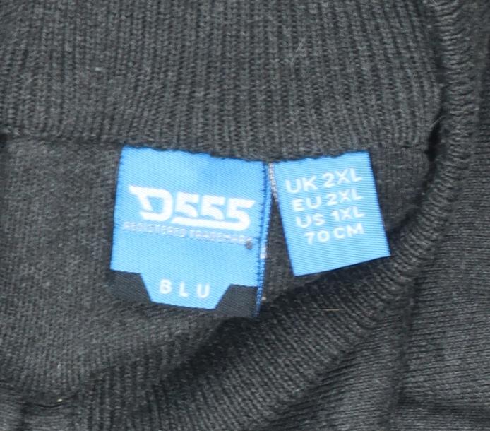 D555 Men's Black Full Zip High Neck Cotton Knit Jumper 2XL