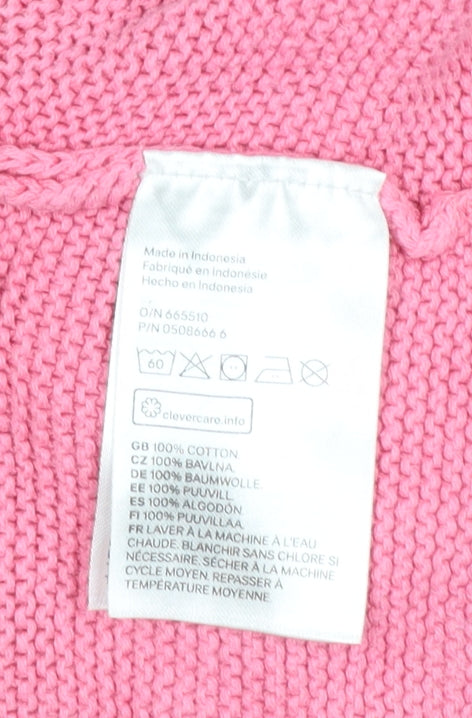 H&M Pink Cotton Knit Cardigan 9-12 Months Unisex Baby Long Sleeve Jumper