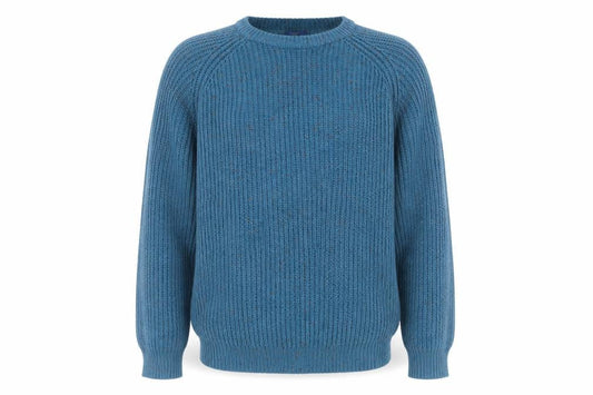 Cotton Traders Men's Blue Chunky Knit Crew Neck Pullover Jumper Size M