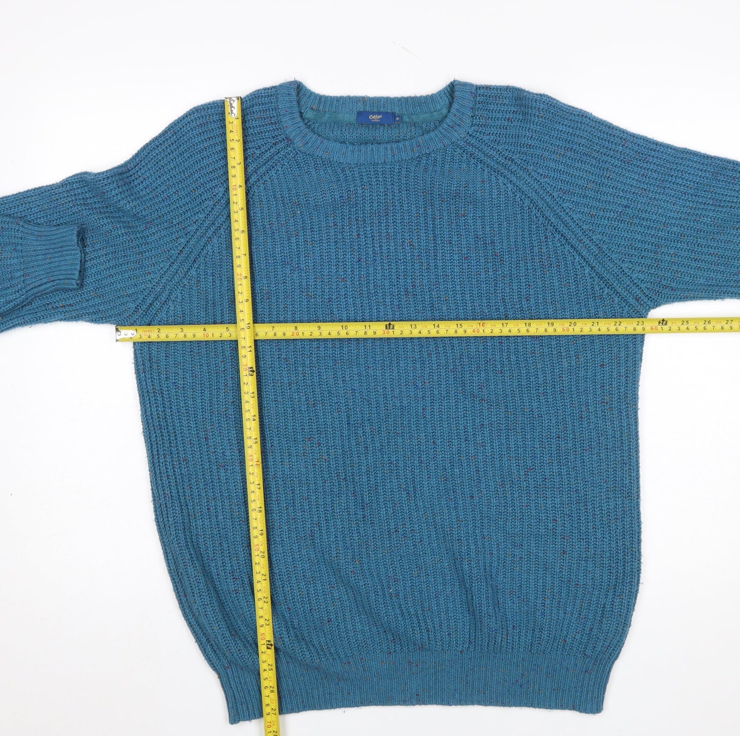 Cotton Traders Men's Blue Chunky Knit Crew Neck Pullover Jumper Size M