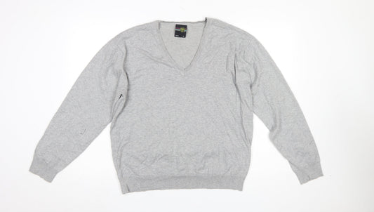 Next Mens Grey XL V-Neck Cotton Blend Pullover Jumper