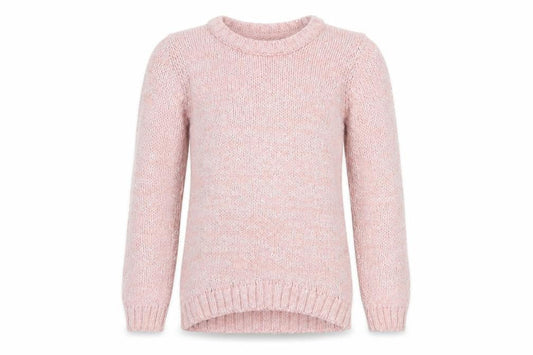 George Girls Pink Knit Jumper 7-8 Years Long Sleeve Crew Neck Soft Blend