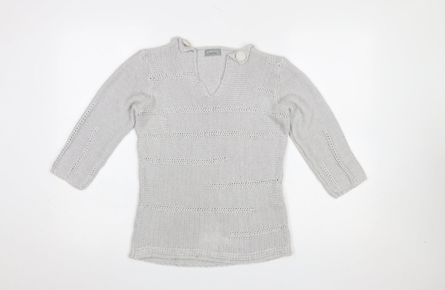 Marks and Spencer Per Una Women’s Grey Cotton V-Neck Knit Jumper M