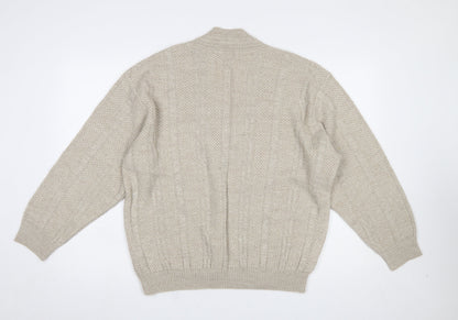 Marks & Spencer Men’s Beige V-Neck Cable-Knit Jumper Medium