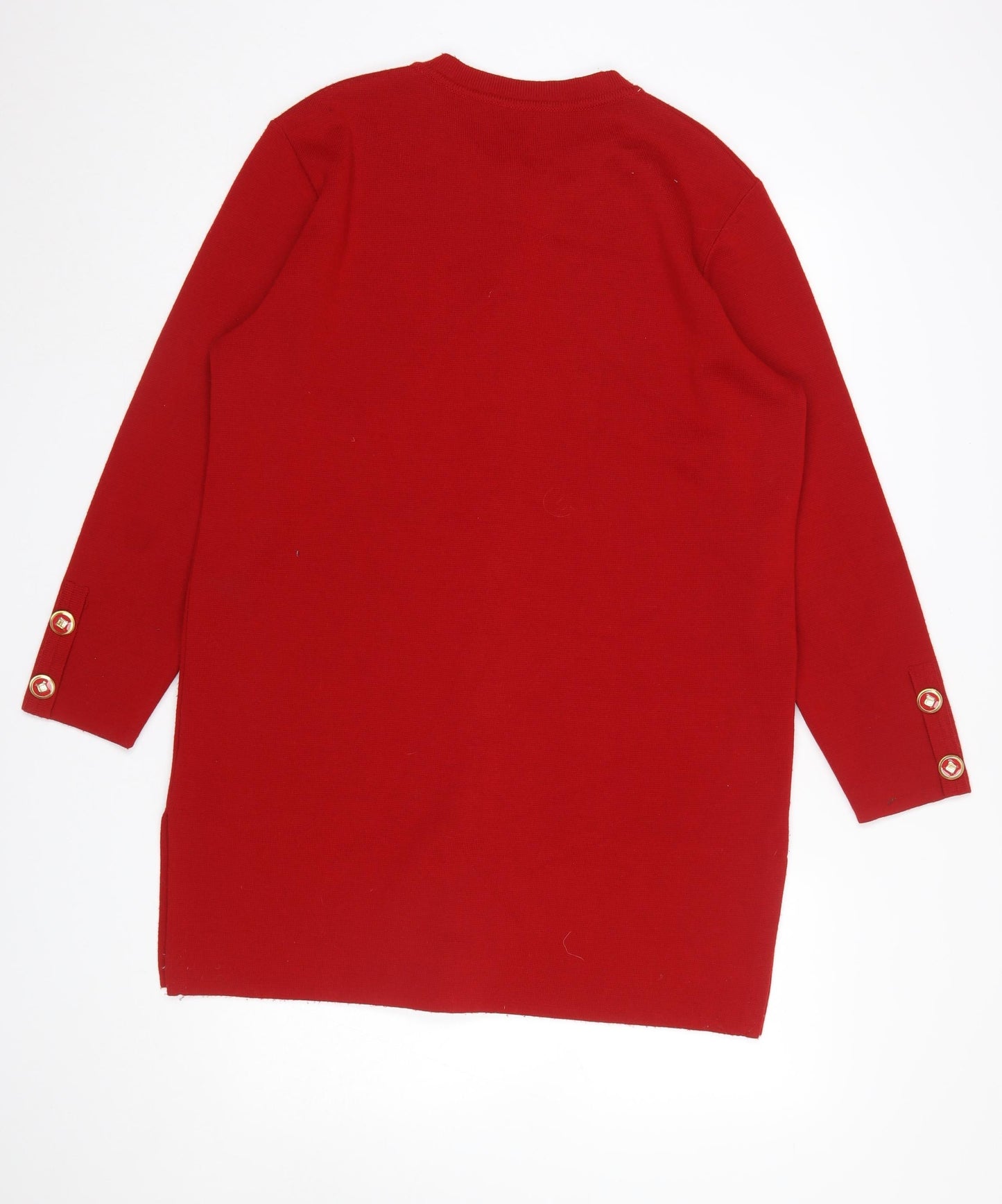 Grazia Women's Red Merino Wool Blend Long Sleeve Cardigan Size 16