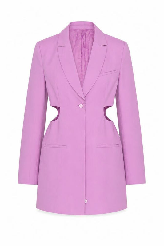Zara Women Pink Cut-Out Blazer Jacket Size S Long Sleeve Single Breasted
