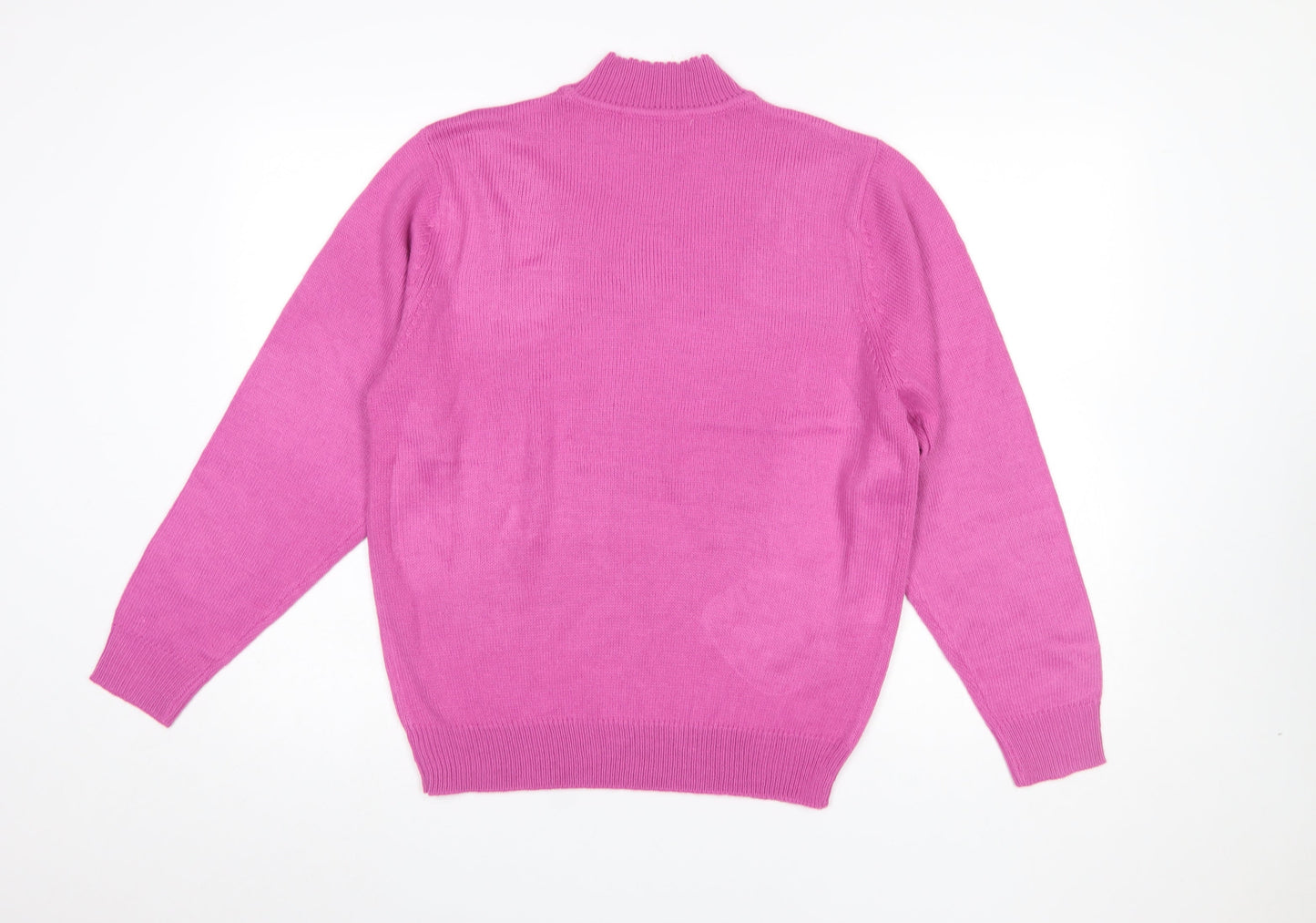 Amalina Women's Pink Acrylic Cable Knit Mock Neck Jumper Size 12/14