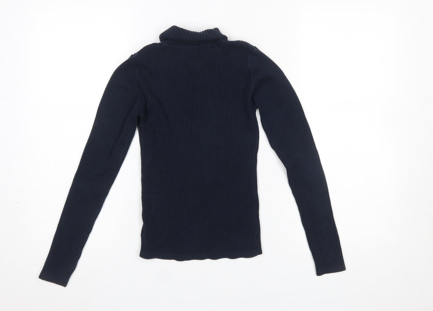 Next Girls Blue Roll Neck Ribbed Knit Jumper 12 Years