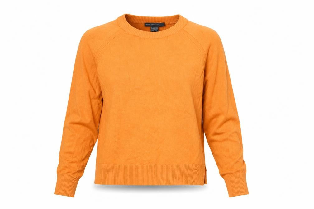 French Connection Women's Orange Crew Neck Viscose Knit Jumper Size S