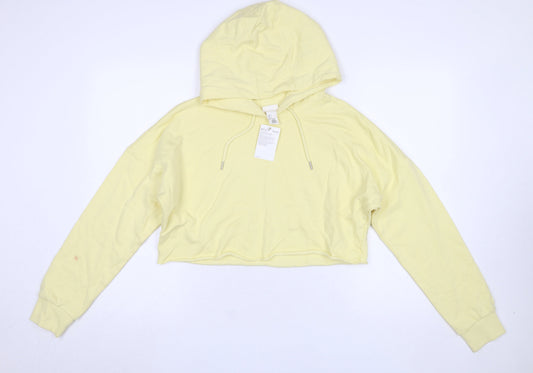 H&M Sport Yellow Cropped Hoodie Women’s Small Cotton Casual