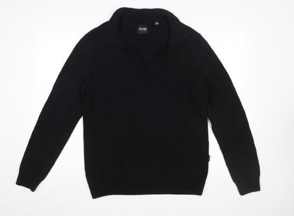 Additional front view of Only & Sons Men’s Black Cotton Blend V-Neck jumper M