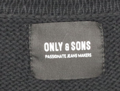 Brand and care label for Only & Sons Men’s Black Cotton Blend V-Neck jumper M