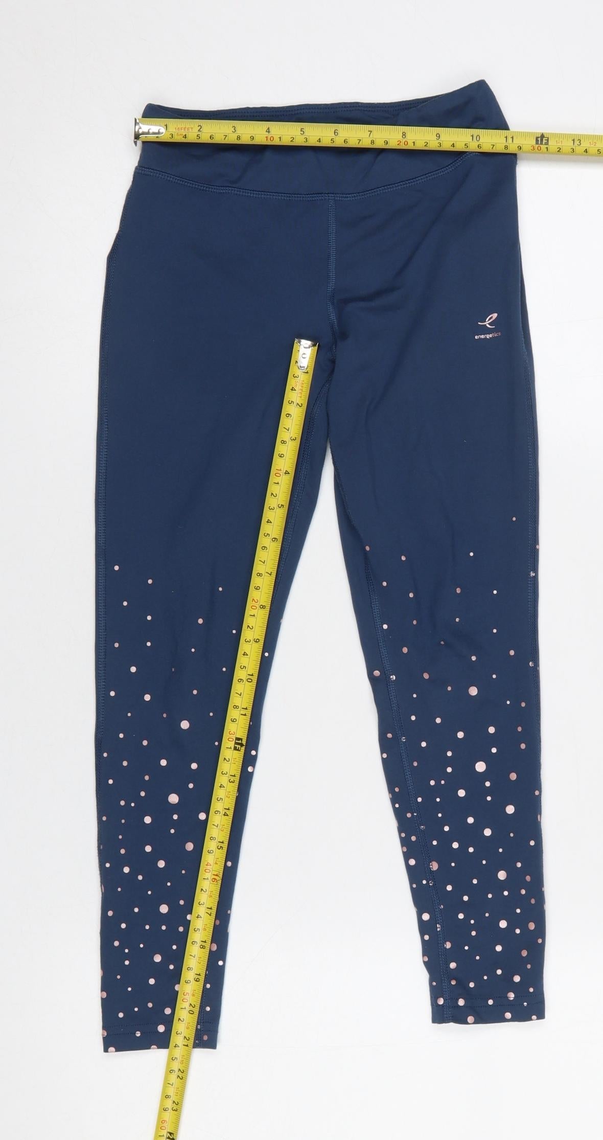 Energetics Girls Blue Sports Leggings 10 Years Ankle Length Polka Dot Stretch