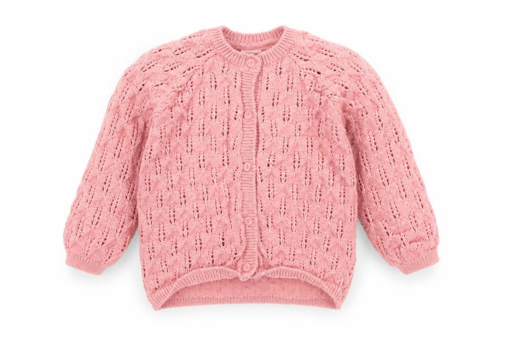 H&M Girls Pink Button Knit Cardigan 12-18 Months Polyester Blend