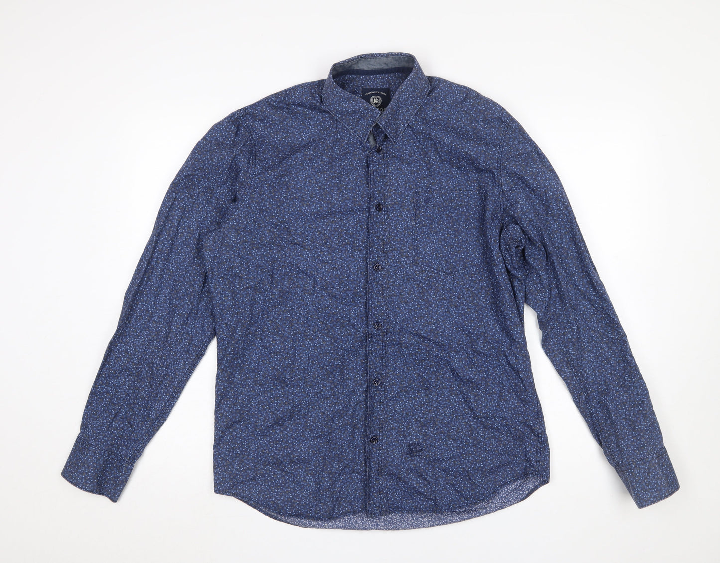 Lerros Men's Blue Floral Cotton Button-Up Long Sleeve Shirt M