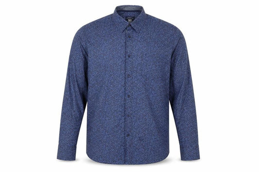 Lerros Men's Blue Floral Cotton Button-Up Long Sleeve Shirt M