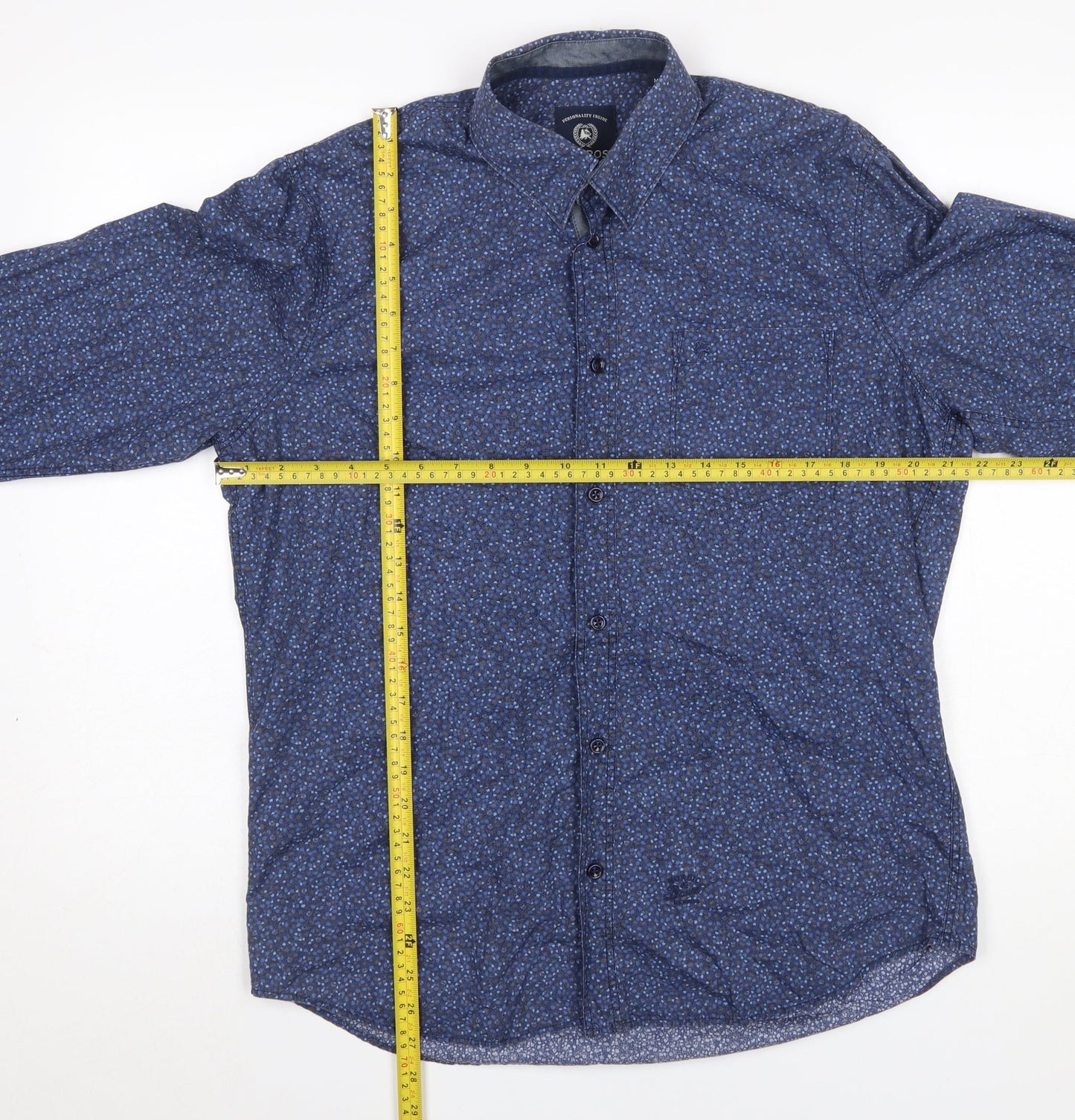 Lerros Men's Blue Floral Cotton Button-Up Long Sleeve Shirt M
