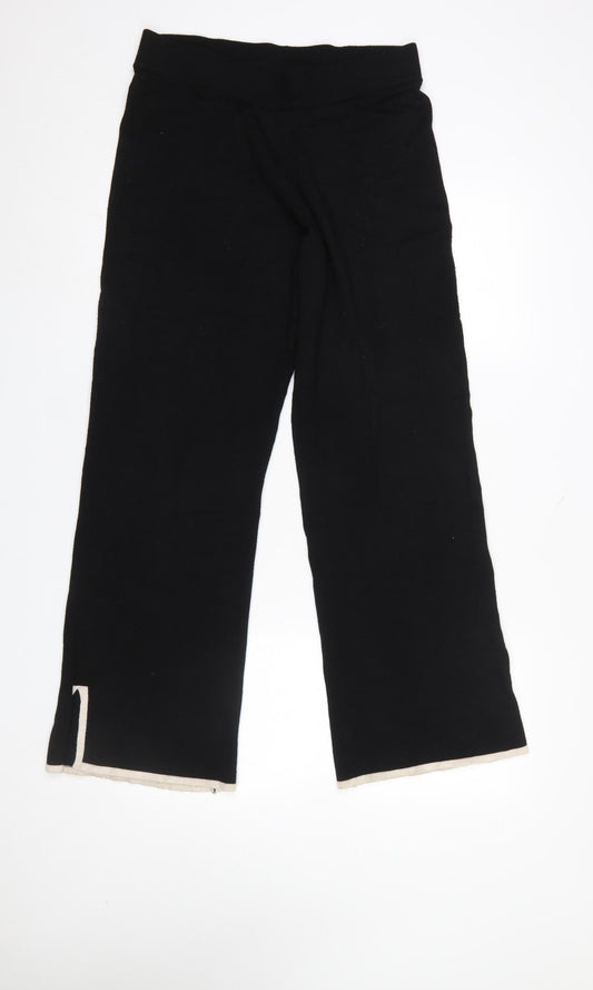 Dunnes Stores Womens Black Knit Straight Leg Trousers Size 14