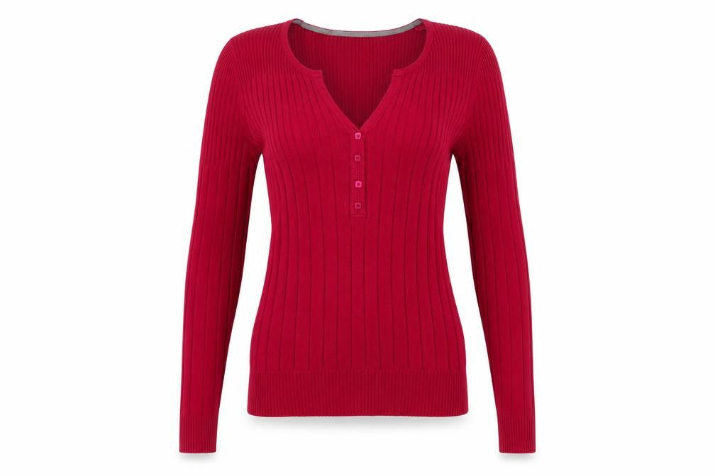 Marks & Spencer Women’s Red V-Neck Henley Jumper Size 10