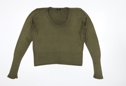 Marks and Spencer Per Una Women Green V-Neck Acrylic Jumper Size 16
