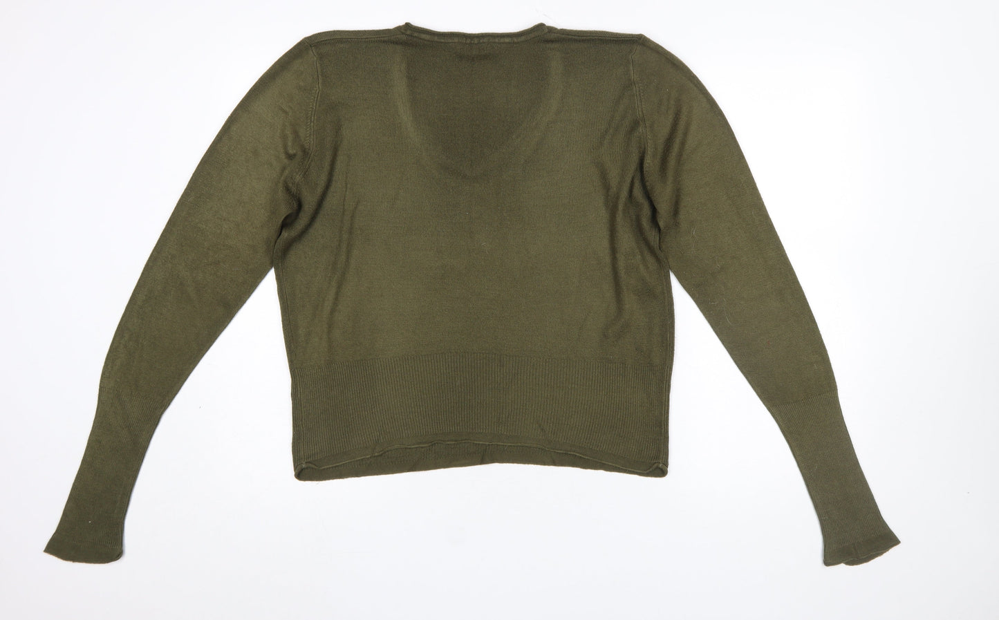 Marks and Spencer Per Una Women Green V-Neck Acrylic Jumper Size 16
