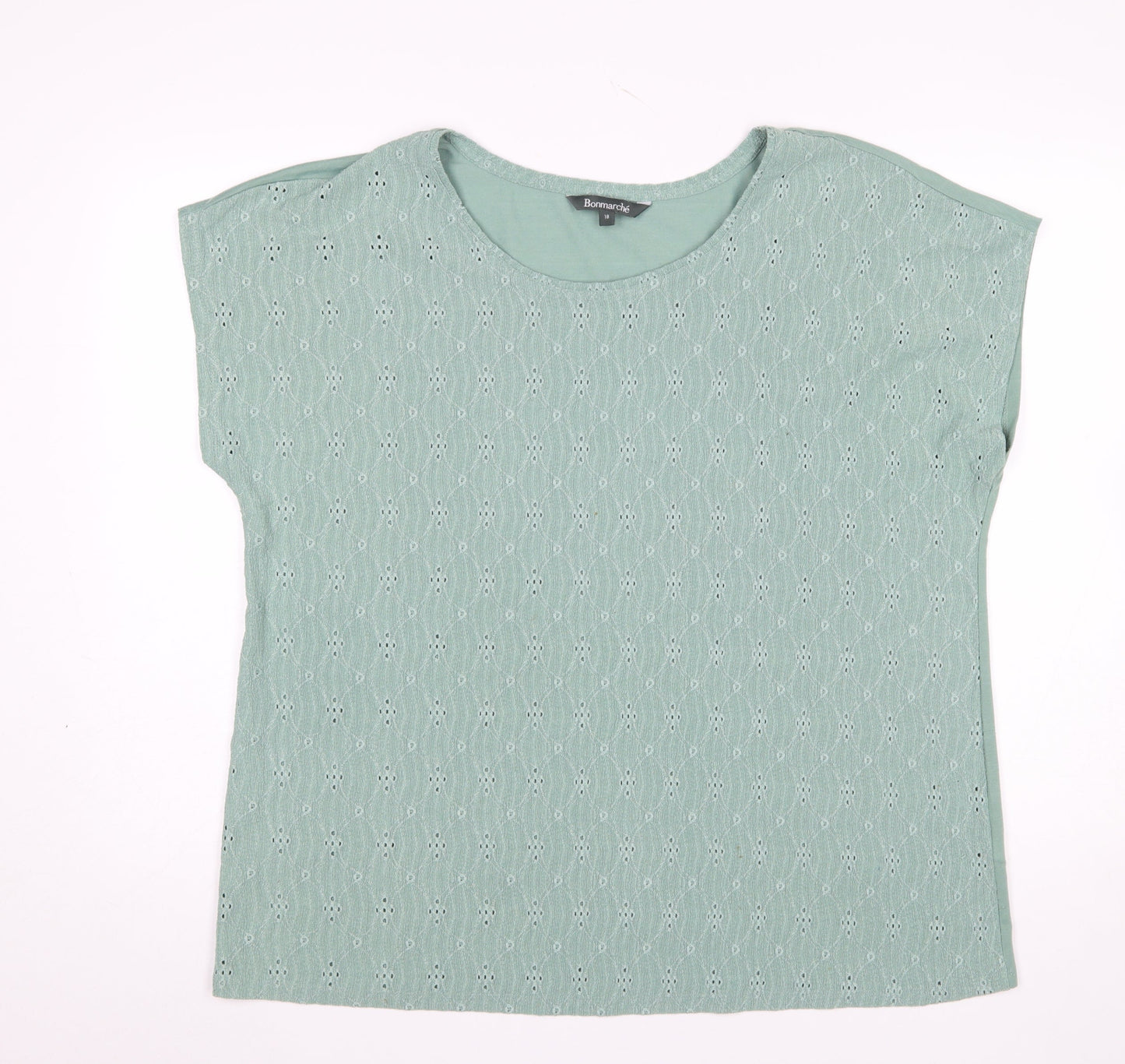 Bonmarché Women’s Green Embroidered Short Sleeve Blouse Size 18