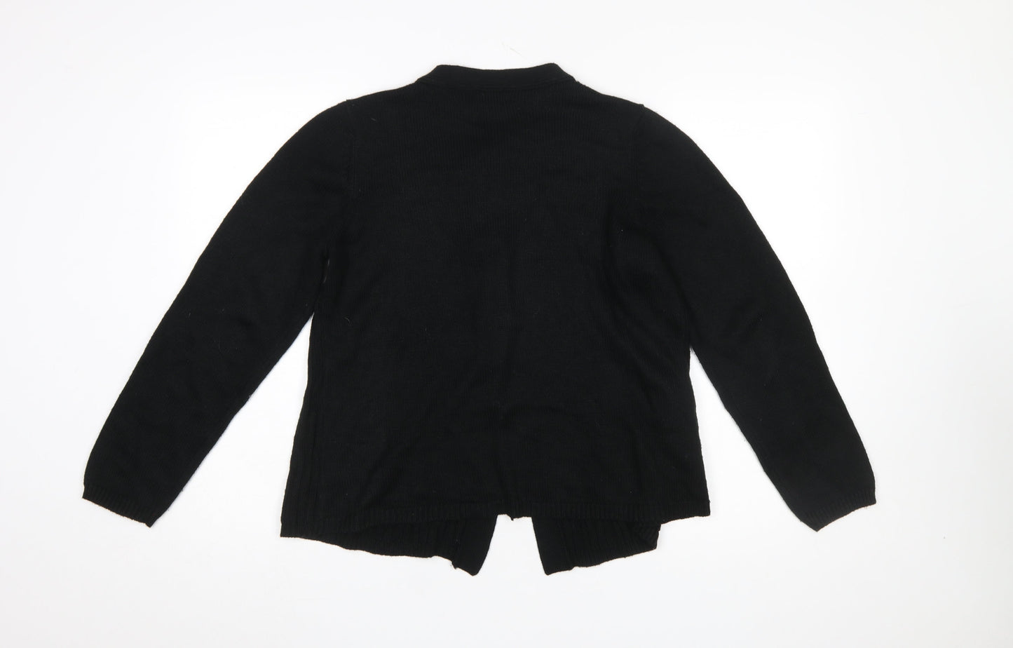 Bm Women's Black Cable-Knit Crew Neck Cardigan Size M