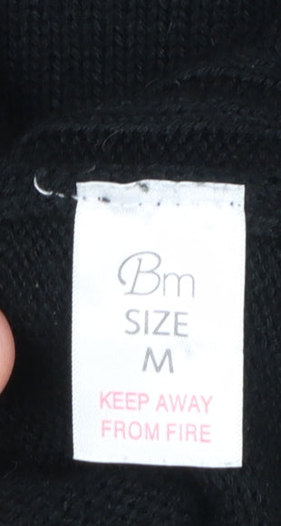 Bm Women's Black Cable-Knit Crew Neck Cardigan Size M