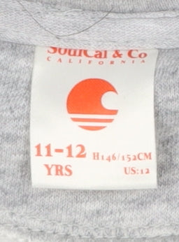 SoulCal & Co Boys Grey Hoodie 11-12 Years Pullover Cotton Blend