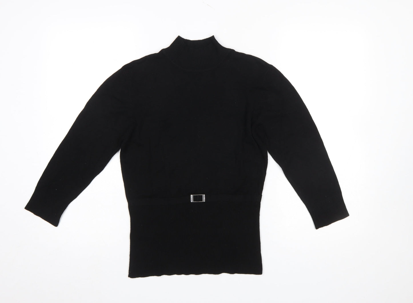 Wallis Petite Black Mock Neck Long Sleeve Pullover Jumper Size 12