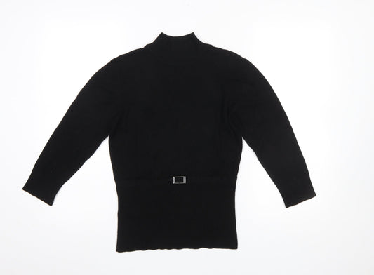 Wallis Petite Black Mock Neck Long Sleeve Pullover Jumper Size 12