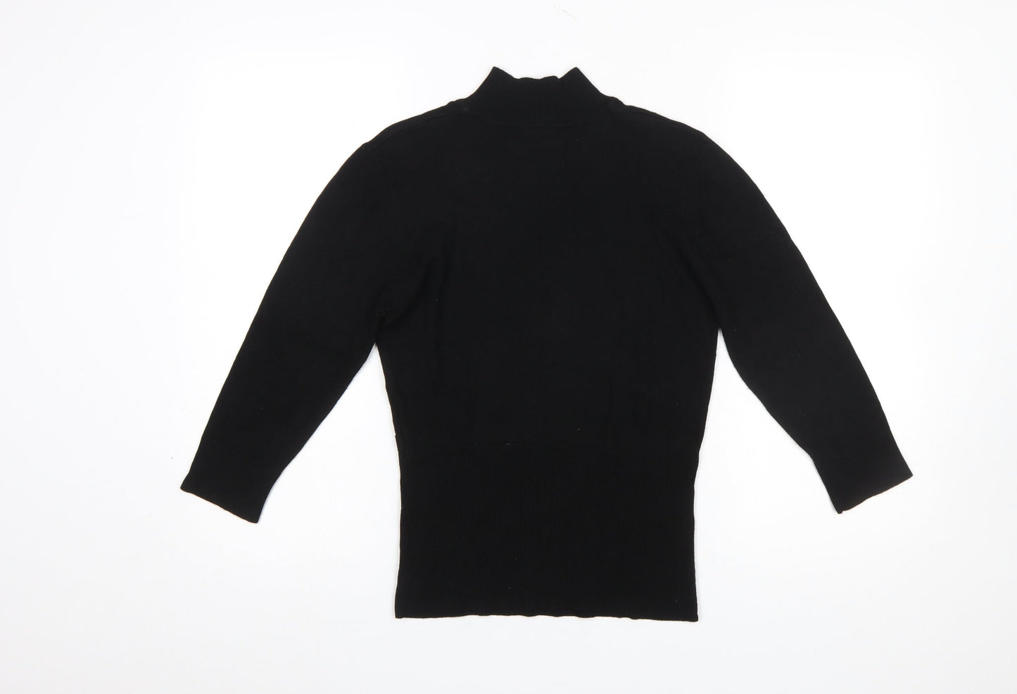 Wallis Petite Black Mock Neck Long Sleeve Pullover Jumper Size 12