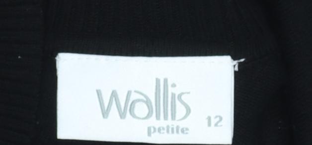 Wallis Petite Black Mock Neck Long Sleeve Pullover Jumper Size 12