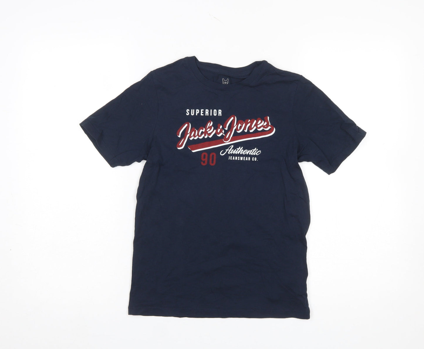 Jack & Jones Boys Blue Graphic Logo Crew Neck Cotton T-Shirt 12 Years