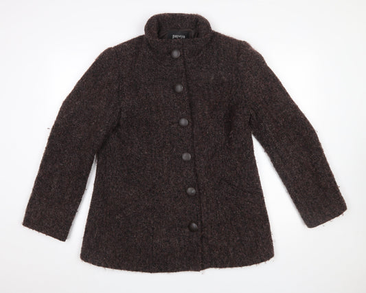 Papaya Women Brown Wool Blend Button Overcoat Size 14