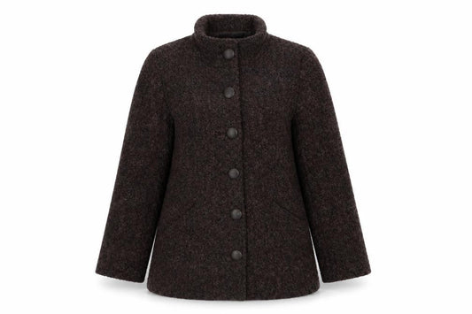 Front view of Papaya Women Brown Wool Blend Button Overcoat, size 14