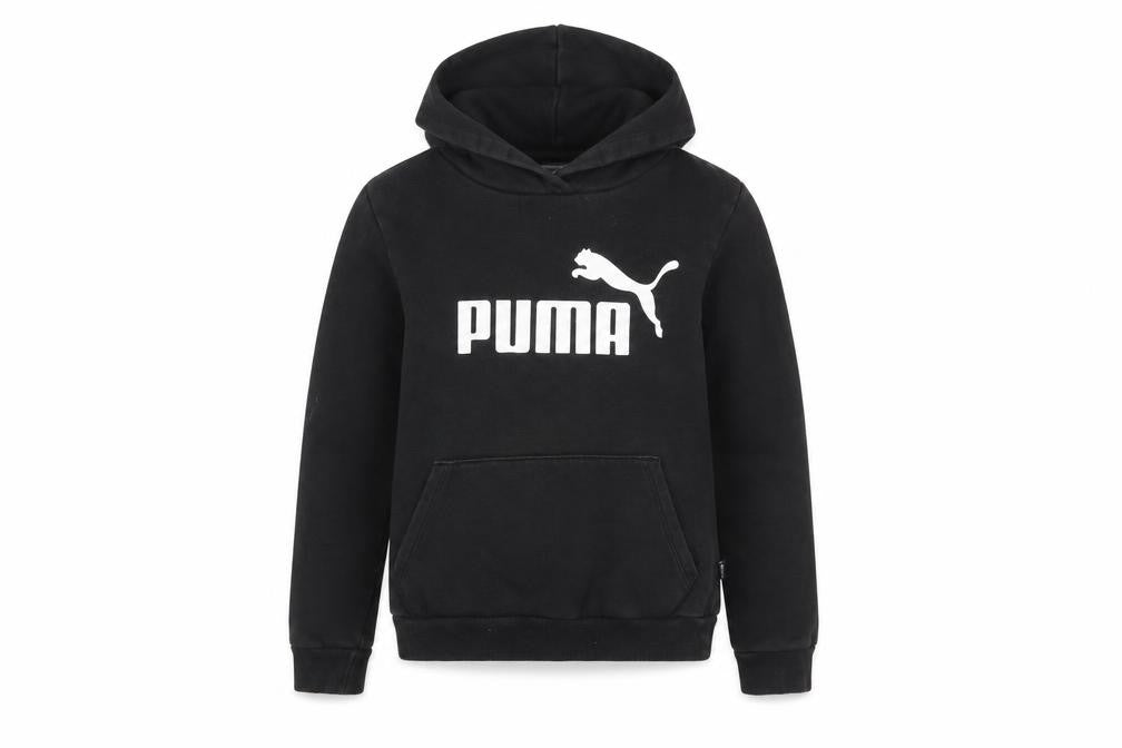 Puma Boys Black Pullover Hoodie 11-12 Years Logo Fleece Sweatshirt