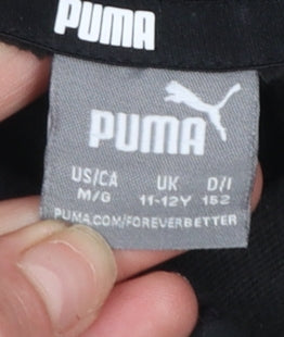 Puma Boys Black Pullover Hoodie 11-12 Years Logo Fleece Sweatshirt