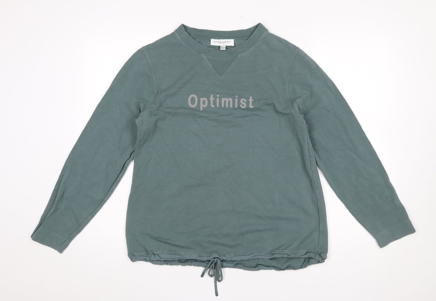 Carolyn Donnelly The Edit Women's Green Pullover Sweatshirt UK S 'Optimist' Print