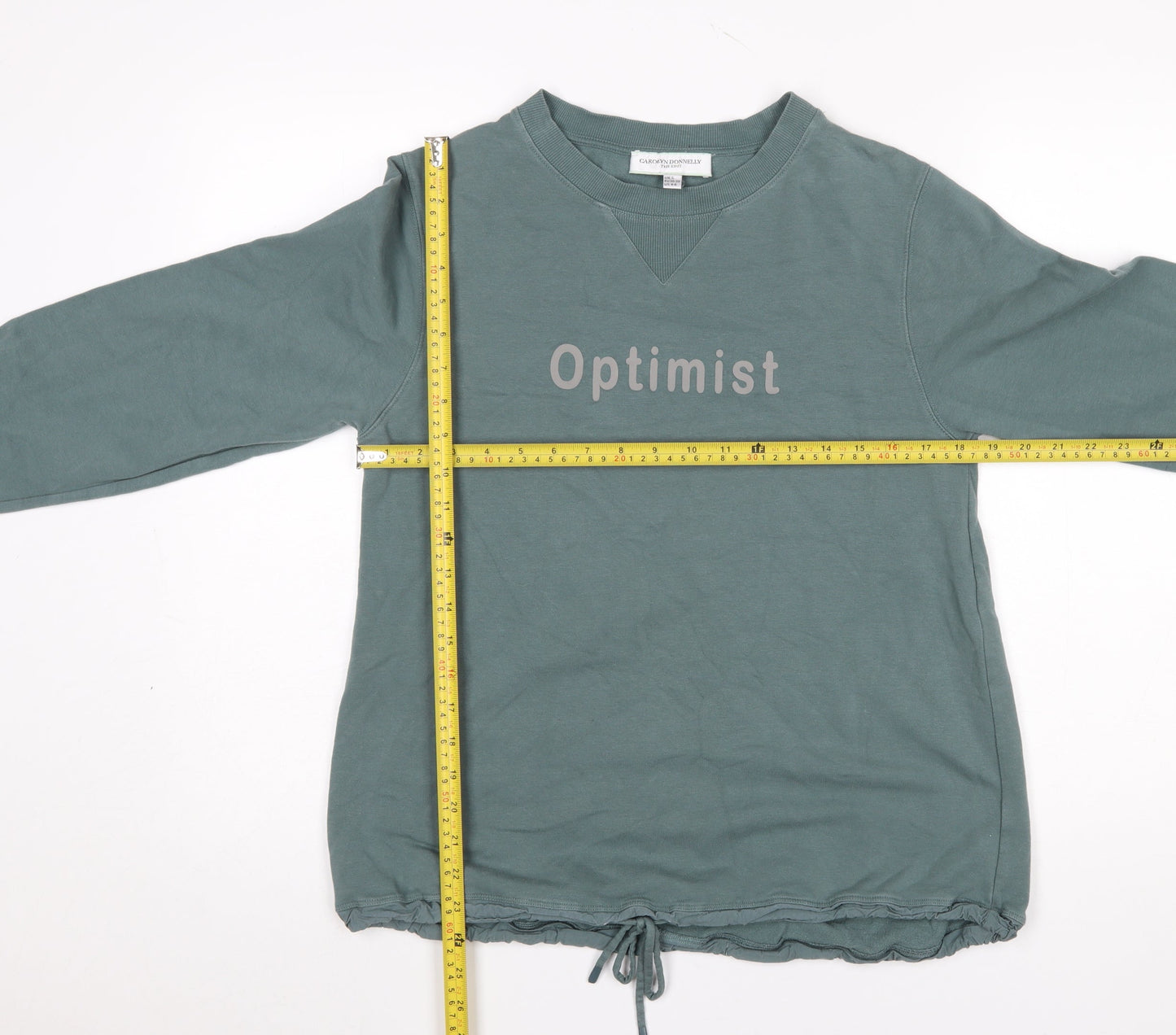 Carolyn Donnelly The Edit Women's Green Pullover Sweatshirt UK S 'Optimist' Print