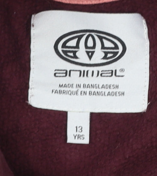 Animal Girls Brown Pullover Hoodie 13 Years Logo Fleece Cotton
